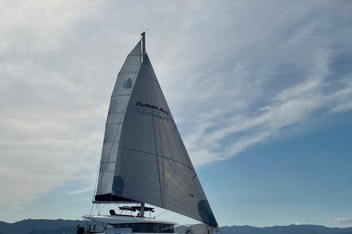 Exterior view of Maisha, a Lagoon 42 catamaran at Piombino, Italy