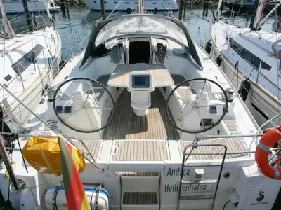 Cockpit of Andrea, a Beneteau Oceanis 43 sailboat at Heiligenhafen, Germany