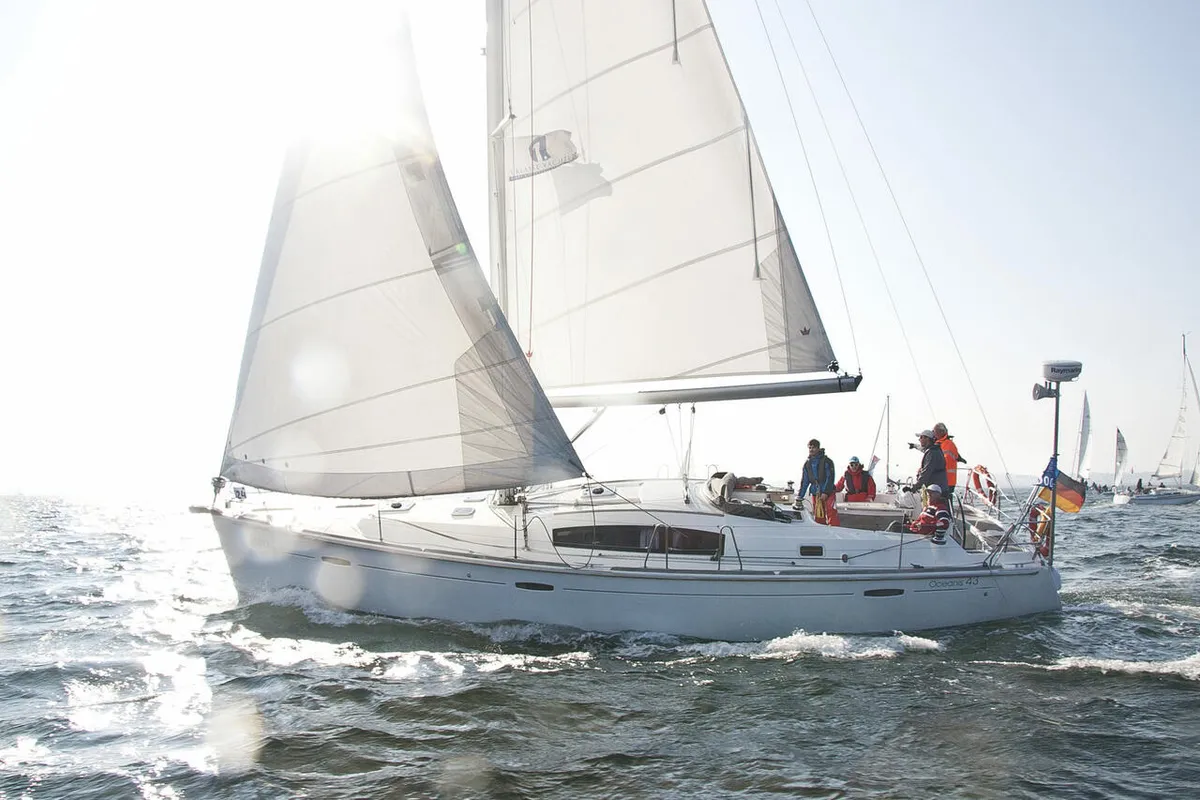 Exterior view of Andrea, a Beneteau Oceanis 43 sailboat at Heiligenhafen, Germany