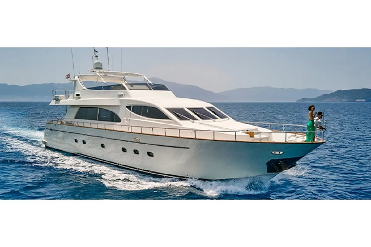 ESTIA POSEIDON, a Falcon 86 motor yacht at Salamina, Greece