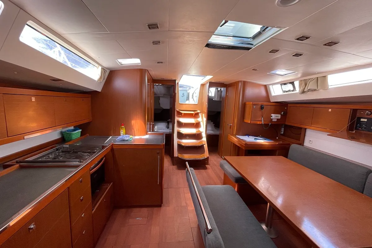 Salon of Filomena, a Beneteau Oceanis 48 sailboat at Sukošan, Croatia