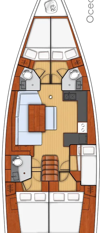 Exterior view of Filomena, a Beneteau Oceanis 48 sailboat at Sukošan, Croatia