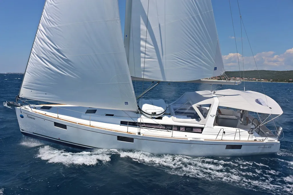 Salon of Filomena, a Beneteau Oceanis 48 sailboat at Sukošan, Croatia