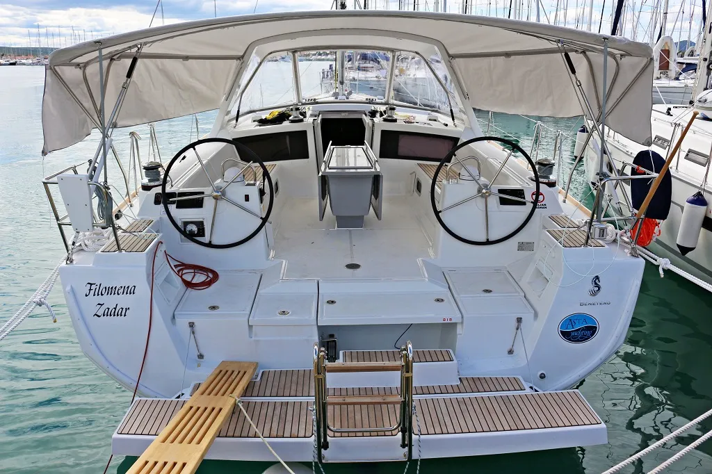 Deck of Filomena, a Beneteau Oceanis 48 sailboat at Sukošan, Croatia