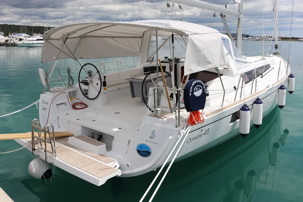Head on Filomena, a Beneteau Oceanis 48 sailboat at Sukošan, Croatia