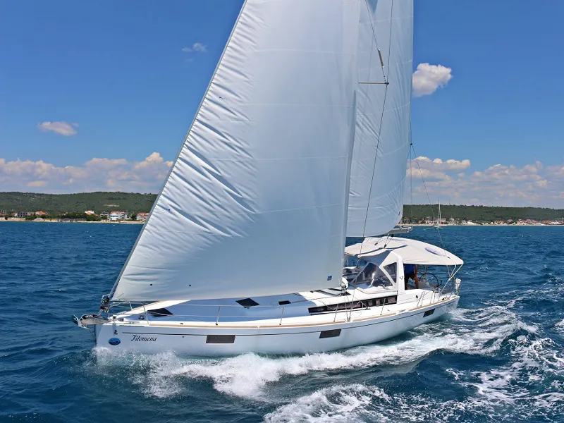 Deck of Filomena, a Beneteau Oceanis 48 sailboat at Sukošan, Croatia