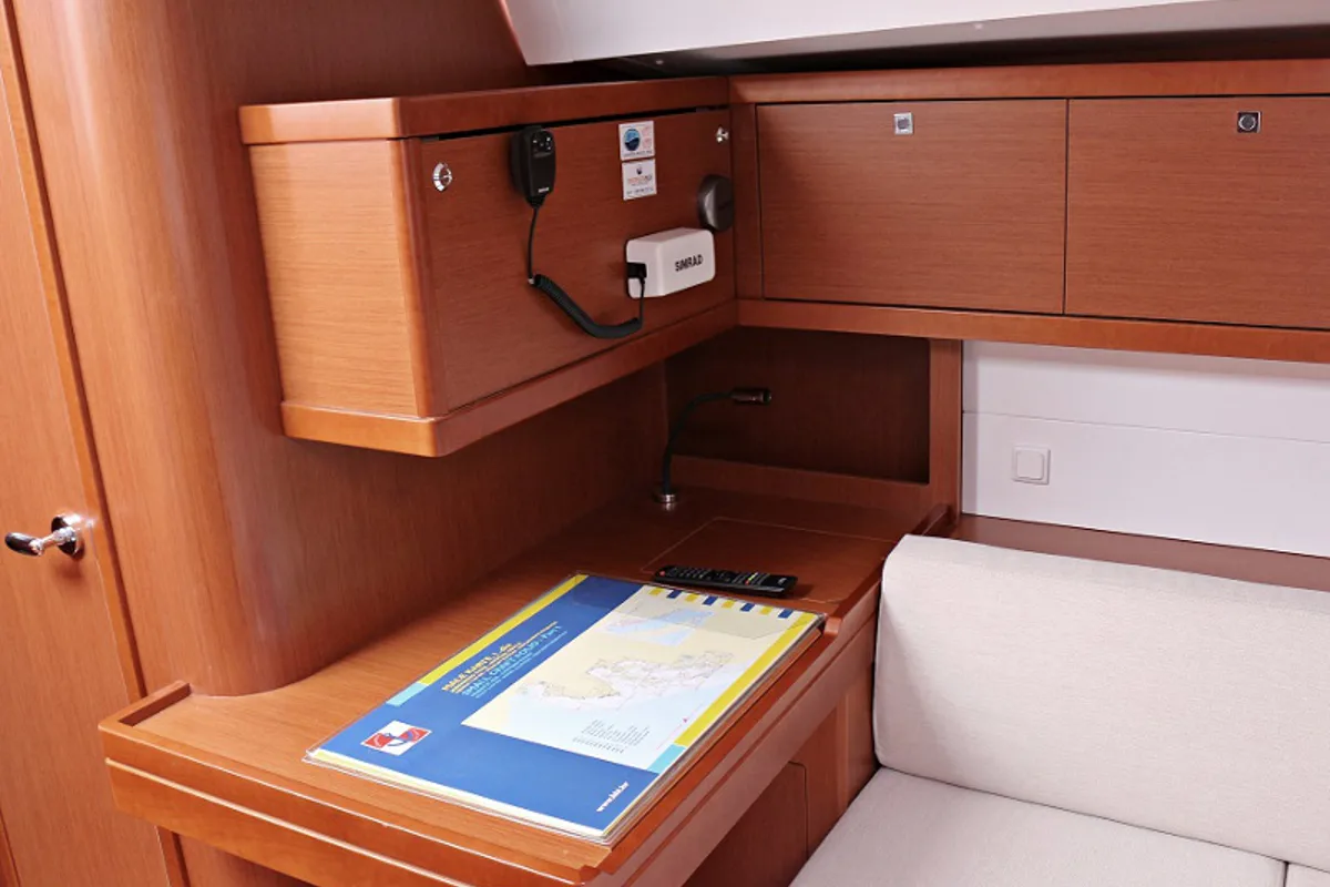 Salon of Filomena, a Beneteau Oceanis 48 sailboat at Sukošan, Croatia