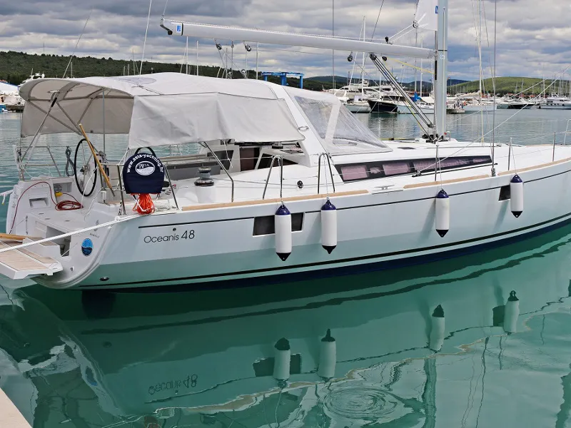 Head on Filomena, a Beneteau Oceanis 48 sailboat at Sukošan, Croatia