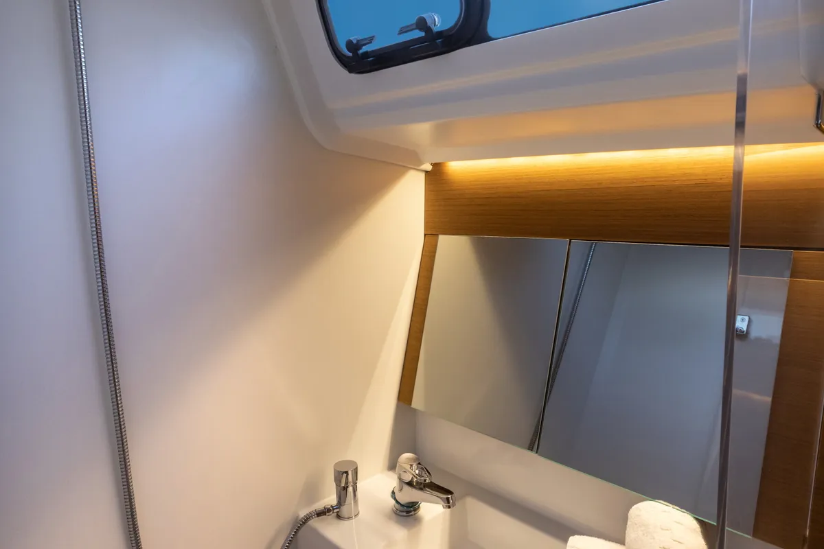 Head on Eumephe - Standard Line, a Jeanneau Sun Odyssey 410 sailboat at Olbia, Italy
