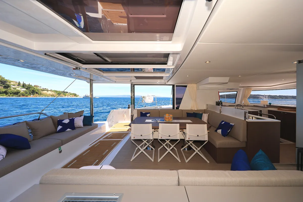 Salon of Joie De Vivre, a Bali 4.6 catamaran at Seget Donji, Croatia