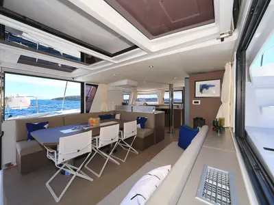 Salon of Joie De Vivre, a Bali 4.6 catamaran at Seget Donji, Croatia