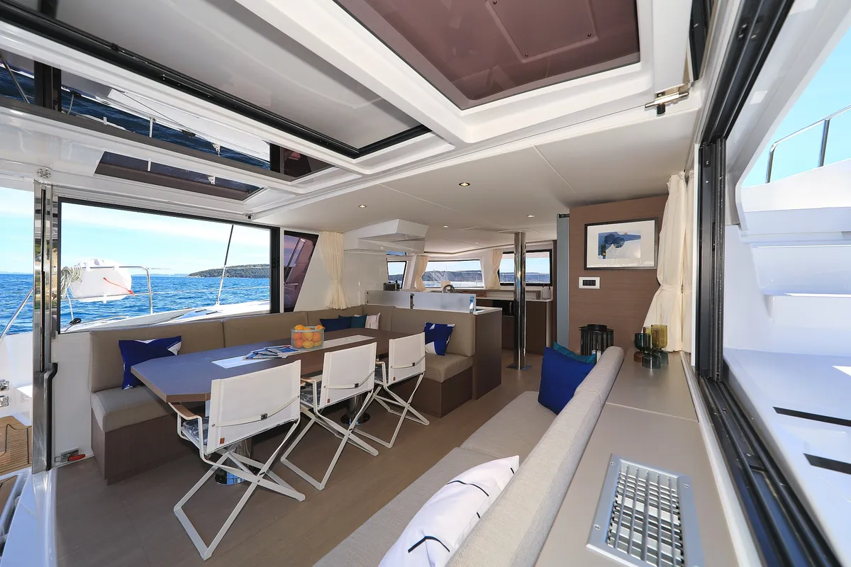 Salon of Joie De Vivre, a Bali 4.6 catamaran at Seget Donji, Croatia