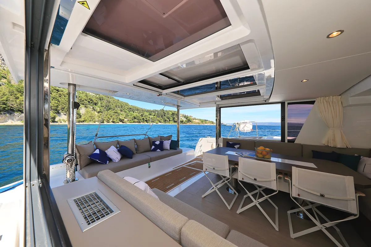 Salon of Joie De Vivre, a Bali 4.6 catamaran at Seget Donji, Croatia