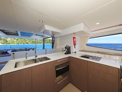 Galley of Joie De Vivre, a Bali 4.6 catamaran at Seget Donji, Croatia