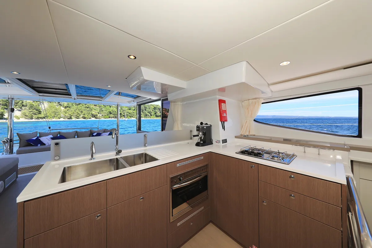 Galley of Joie De Vivre, a Bali 4.6 catamaran at Seget Donji, Croatia