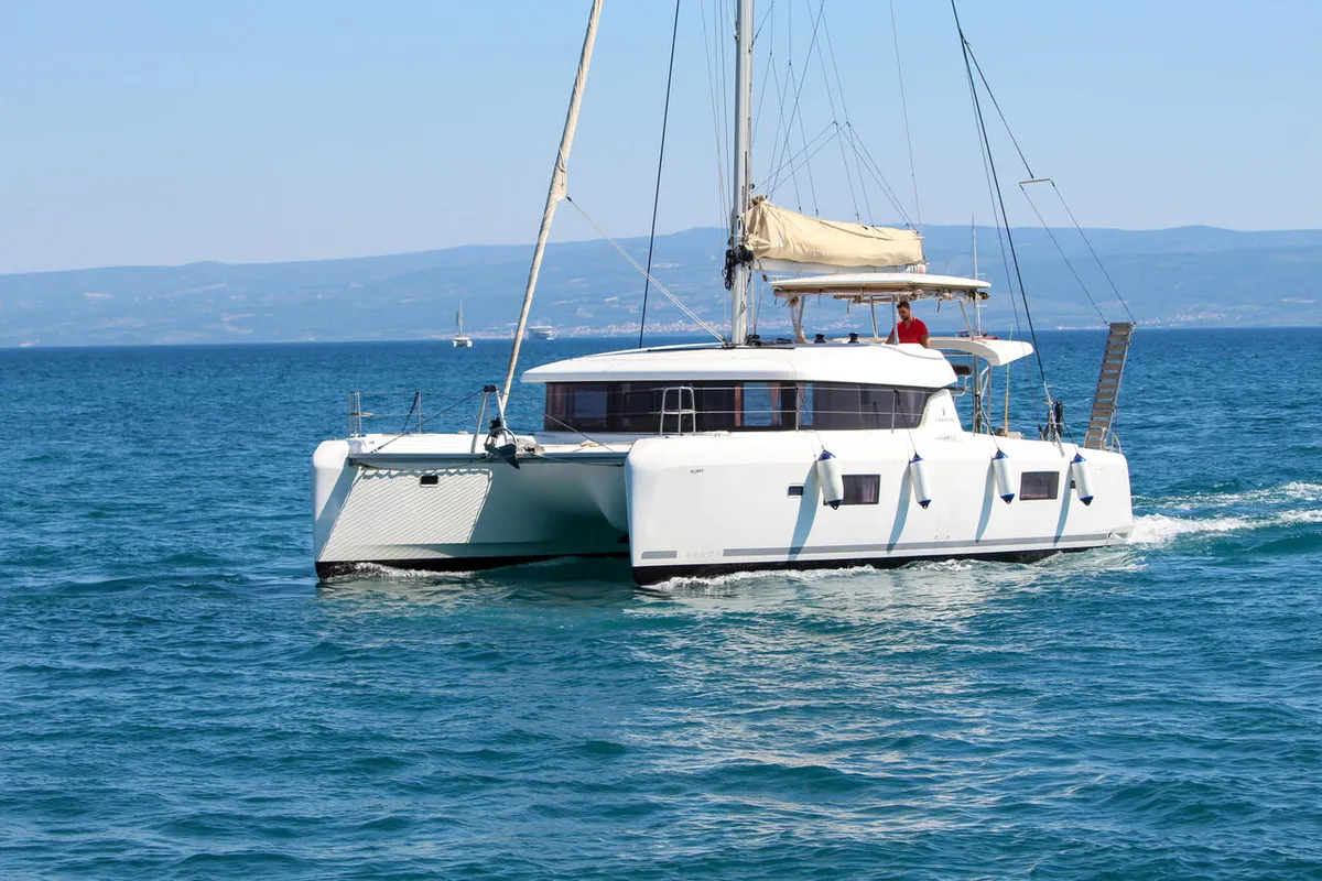 Exterior view of Poppy, a Lagoon 42 catamaran at Split, Croatia