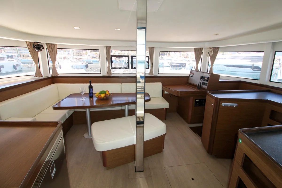 Salon of Poppy, a Lagoon 42 catamaran at Split, Croatia
