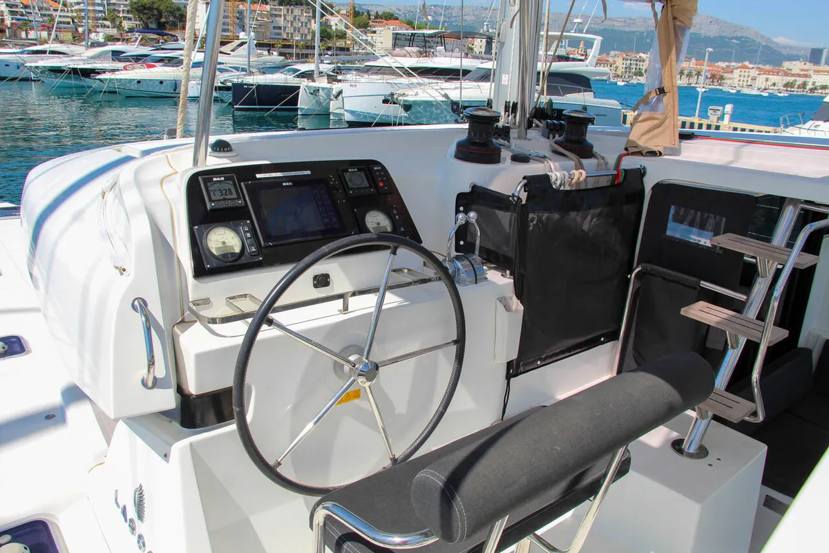 Deck of Poppy, a Lagoon 42 catamaran at Split, Croatia