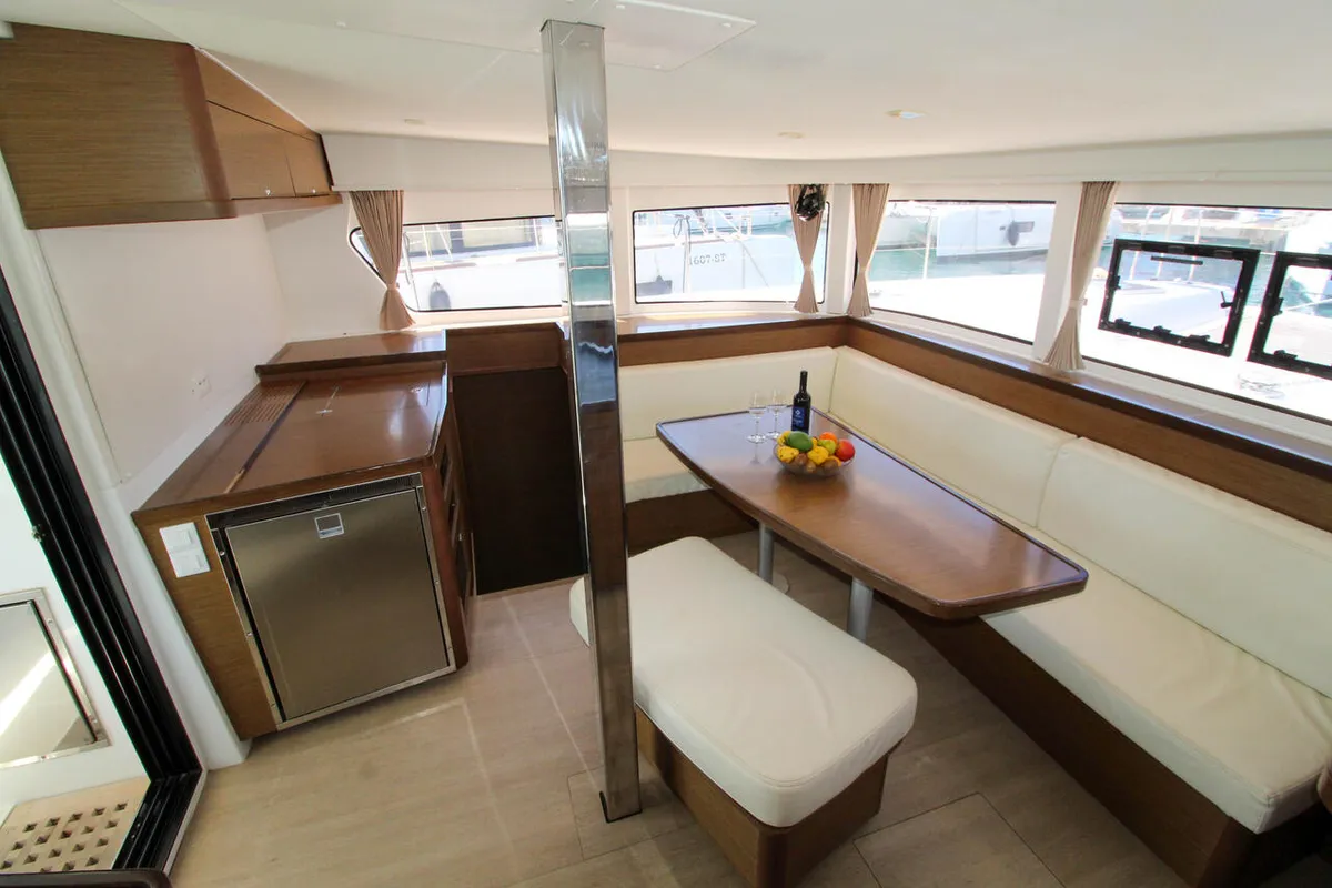 Salon of Poppy, a Lagoon 42 catamaran at Split, Croatia