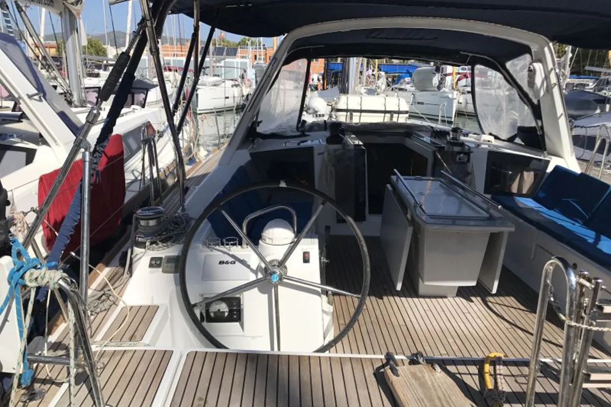 Cockpit of Alboran XXXIV Nini, a Beneteau Oceanis 45 sailboat at Las Palmas, Spain