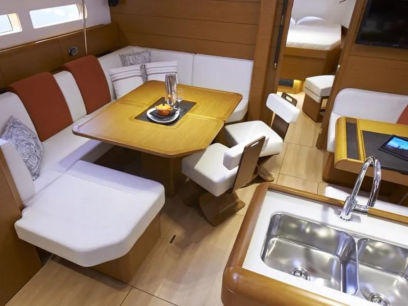 Salon of EVA, a Jeanneau Sun Odyssey 469 sailboat at Volos, Greece