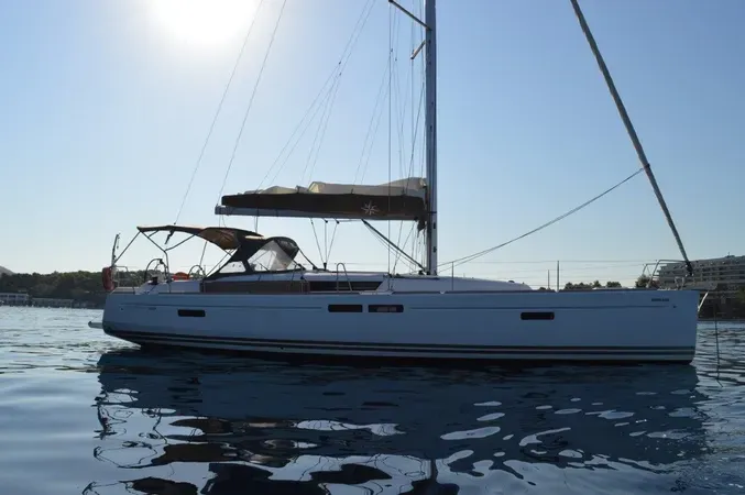 Exterior view of EVA, a Jeanneau Sun Odyssey 469 sailboat at Volos, Greece
