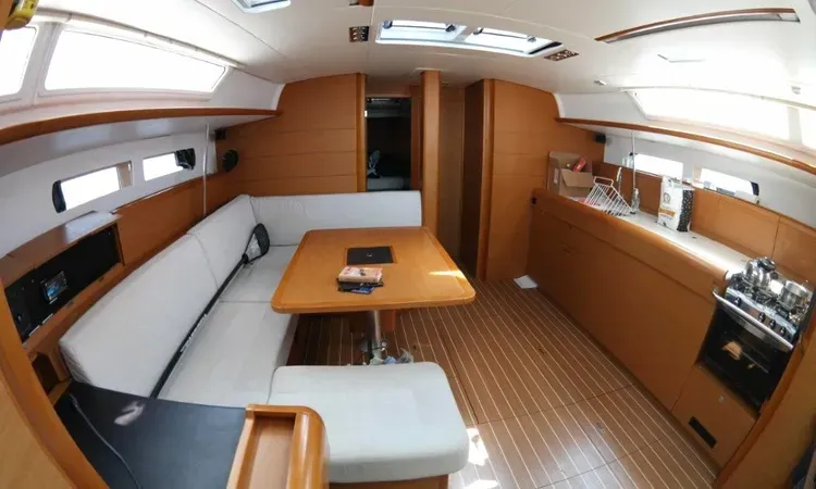 Salon of EVA, a Jeanneau Sun Odyssey 469 sailboat at Volos, Greece