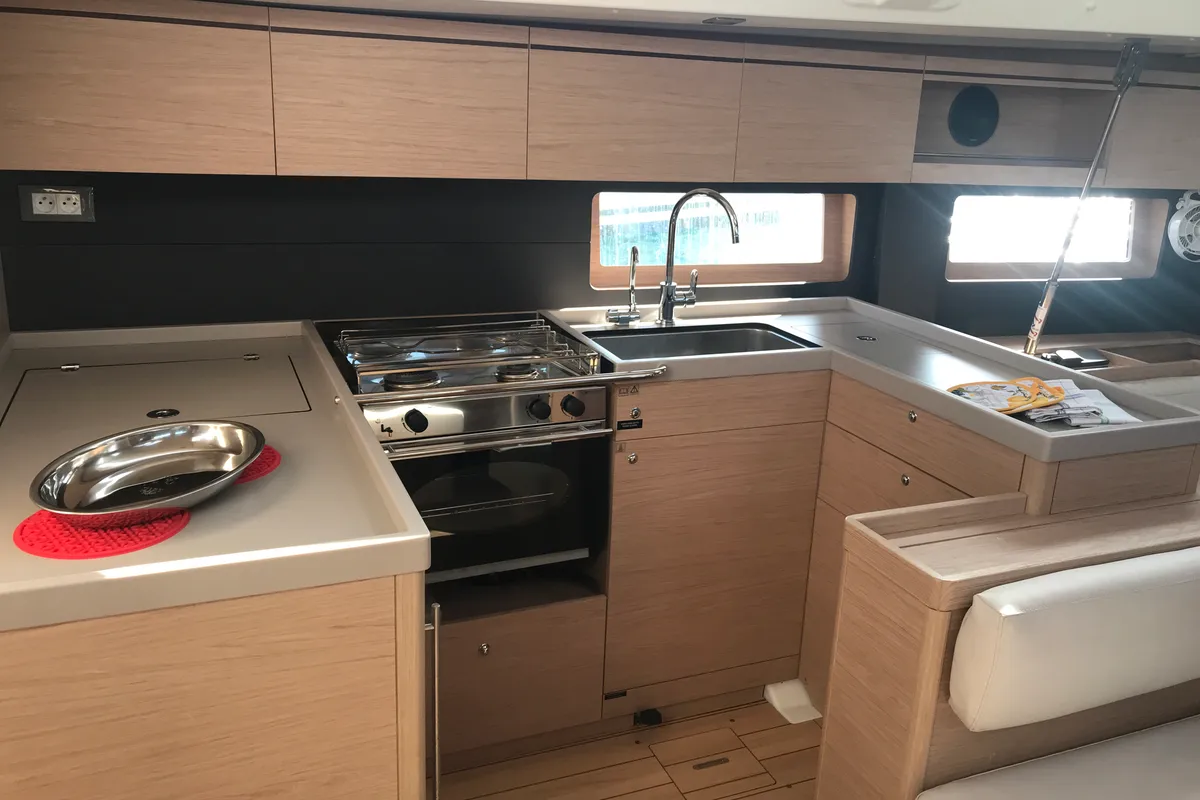Galley of Altair, a Beneteau Oceanis 51.1 sailboat at Olbia, Italy