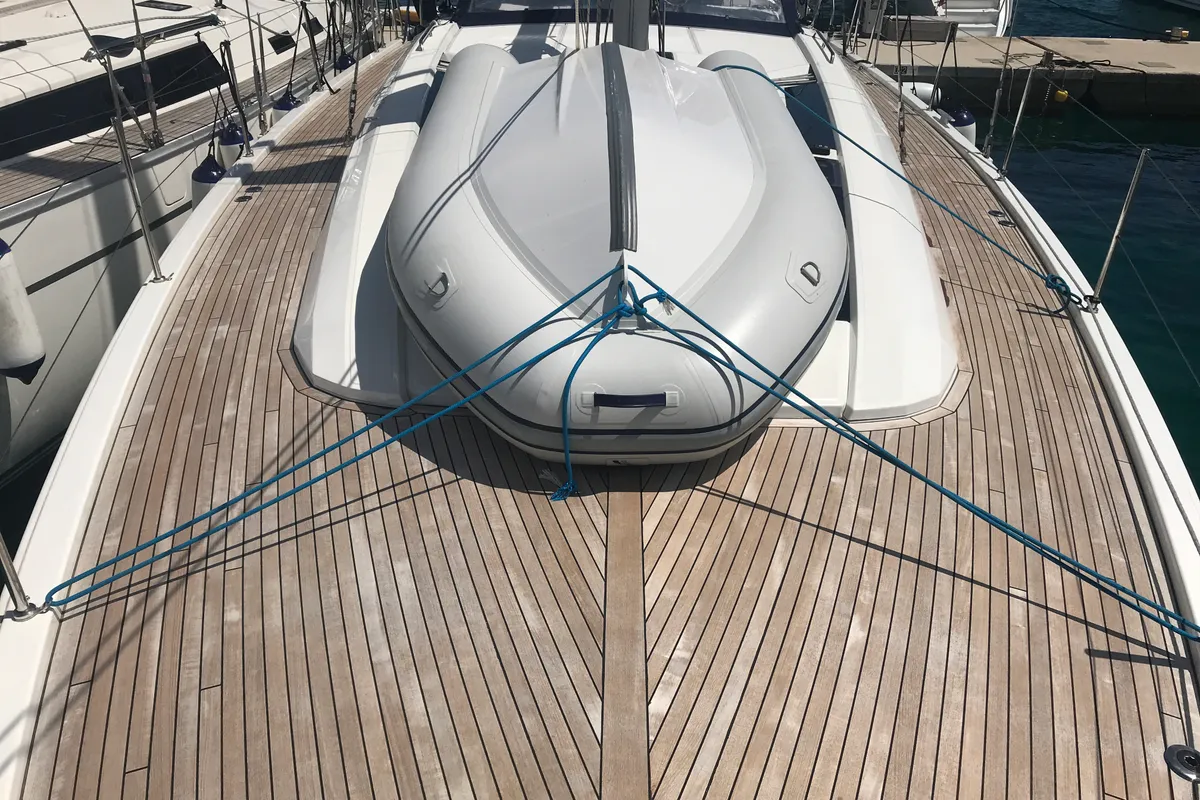 Deck of Altair, a Beneteau Oceanis 51.1 sailboat at Olbia, Italy