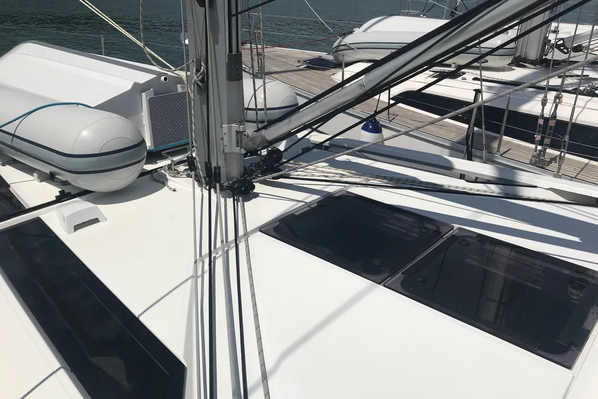 Deck of Altair, a Beneteau Oceanis 51.1 sailboat at Olbia, Italy
