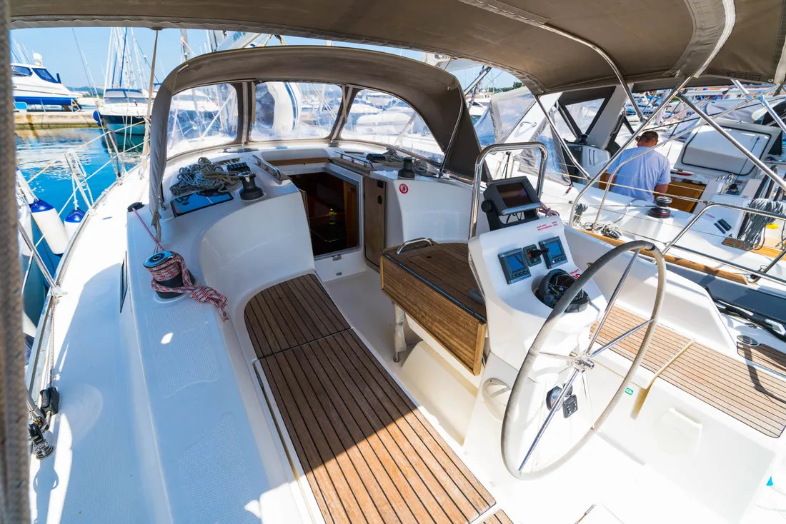 Estela, a Bavaria Cruiser 36 sailboat at Grad Biograd na Moru, Croatia