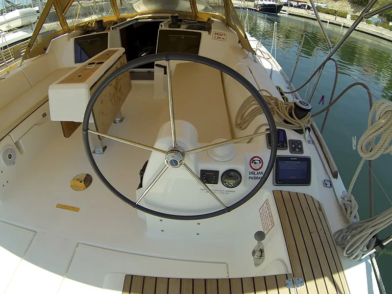 Cockpit of Sveti Ivan, a Dufour 382 Grand Large sailboat at Grad Šibenik, Croatia