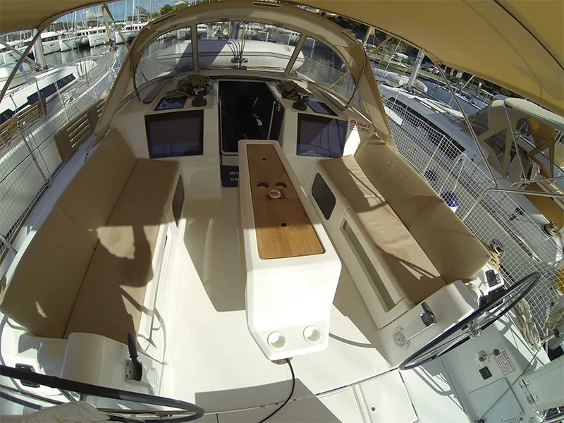 Cockpit of Amazing, a Dufour 412 GL sailboat at Grad Šibenik, Croatia