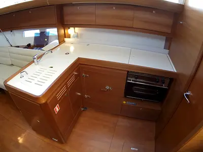 Galley of Amazing, a Dufour 412 GL sailboat at Grad Šibenik, Croatia