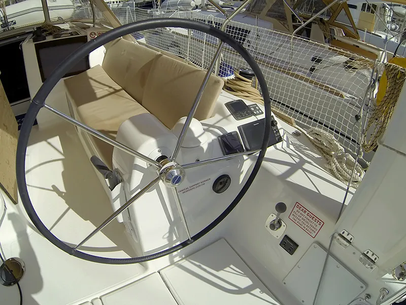 Cockpit of Amazing, a Dufour 412 GL sailboat at Grad Šibenik, Croatia