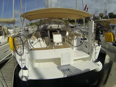 Cockpit of Amazing, a Dufour 412 GL sailboat at Grad Šibenik, Croatia