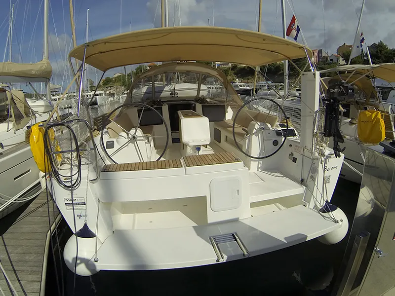 Cockpit of Amazing, a Dufour 412 GL sailboat at Grad Šibenik, Croatia