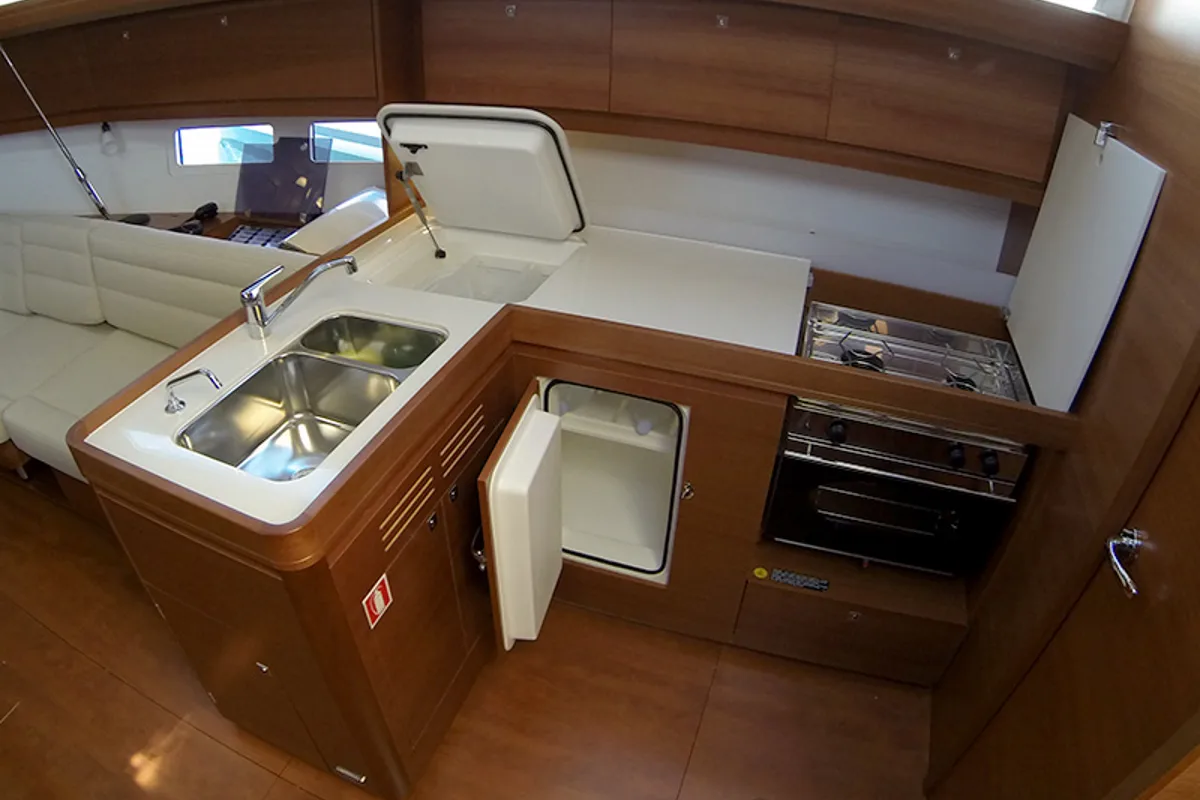 Galley of Amazing, a Dufour 412 GL sailboat at Grad Šibenik, Croatia