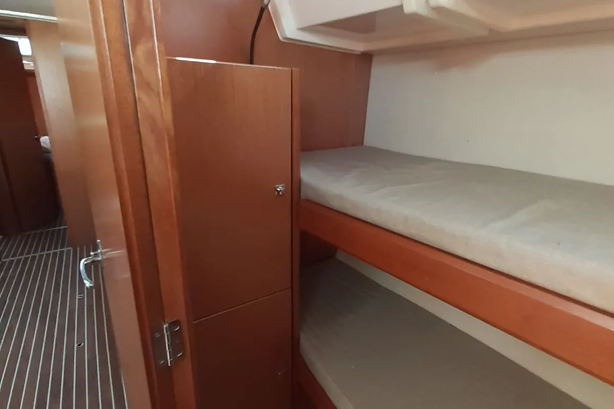 Cabin on Aurora, a Bavaria C45 sailboat at Punta Ala, Italy