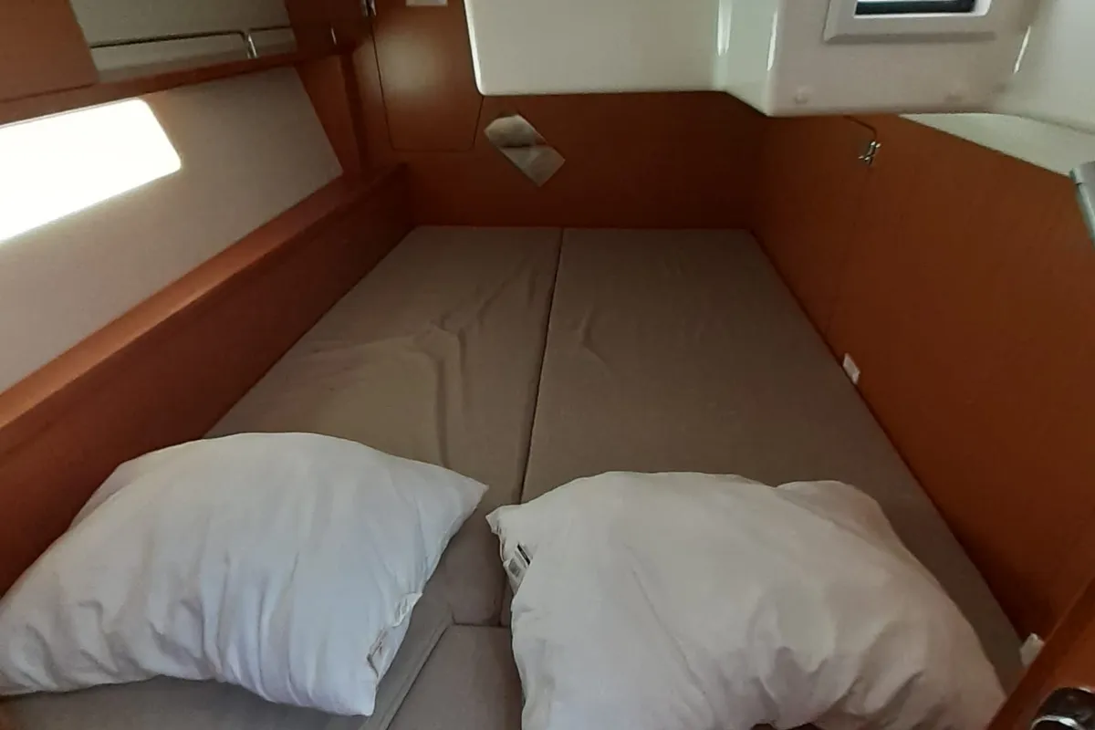 Cabin on Aurora, a Bavaria C45 sailboat at Punta Ala, Italy