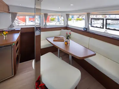 Salon of Lola, a Lagoon 42 catamaran at Municipal Unit of Lefkada, Greece