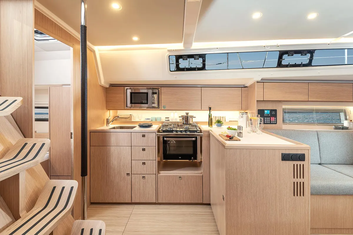 Galley of Polaris, a Bavaria C42 Style sailboat at Municipal Unit of Lefkada, Greece