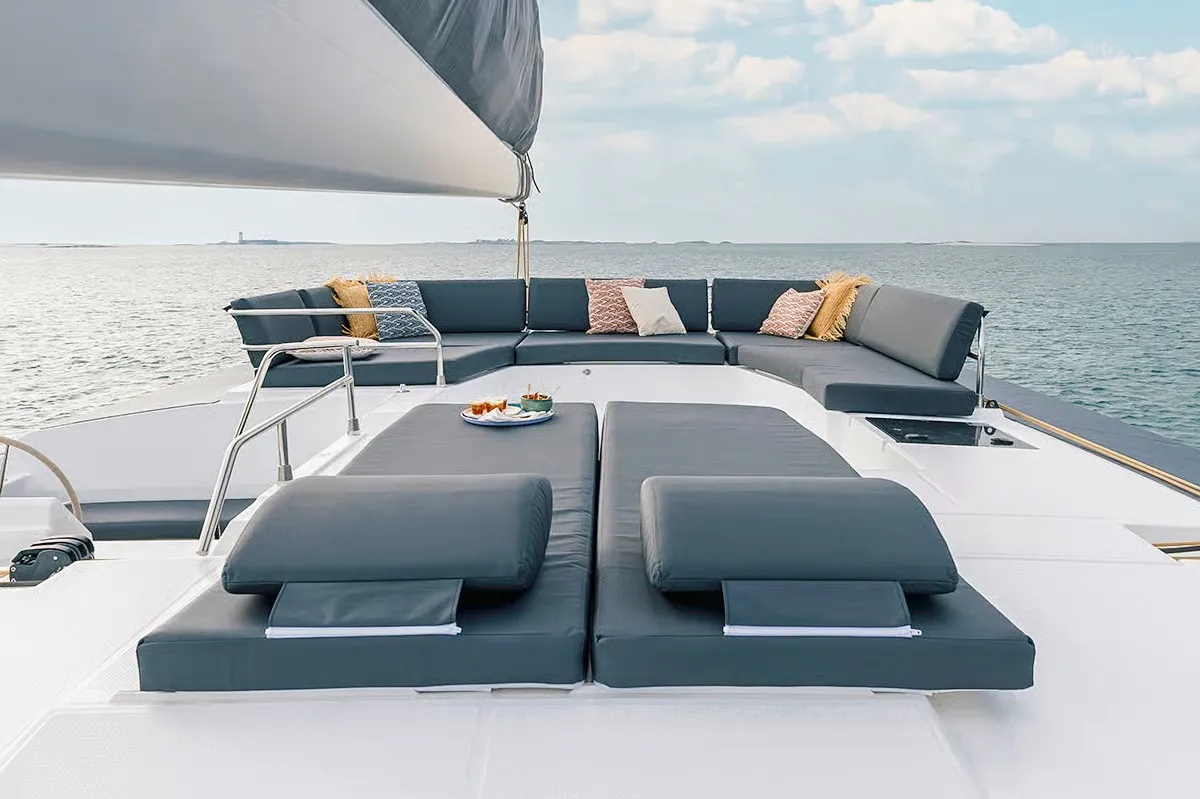 Deck of Mer Sea, a Fountaine Pajot Aura 51 catamaran at Charlotte Amalie, United States