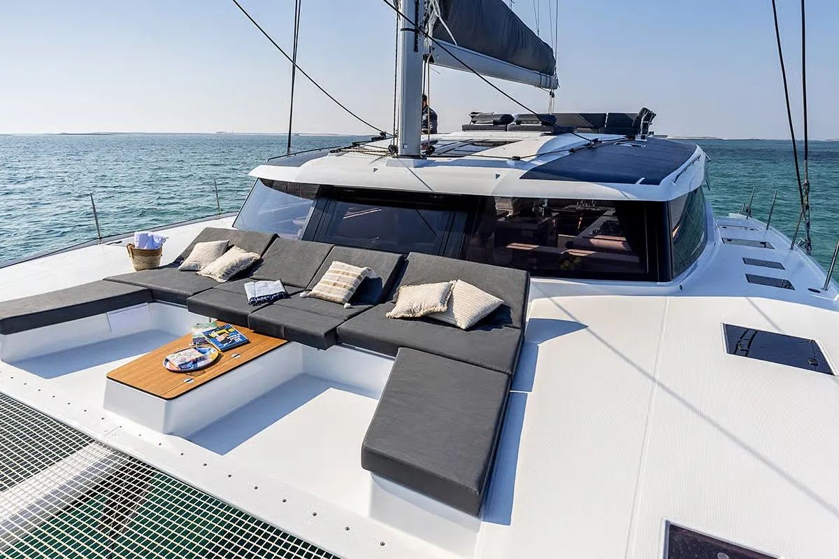 Deck of Mer Sea, a Fountaine Pajot Aura 51 catamaran at Charlotte Amalie, United States