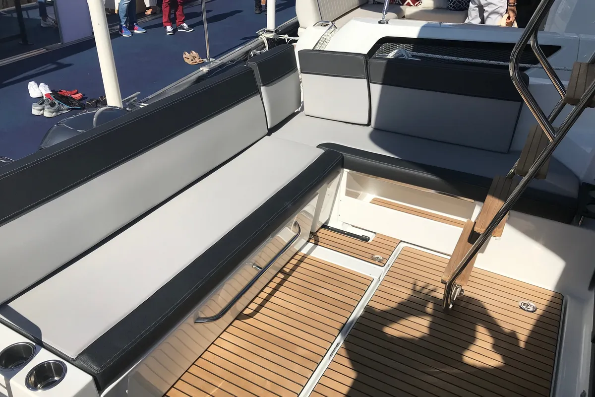 Deck of SUNNY 272826 ZD, a Jeanneau Merry Fisher 1095 FLY motorboat at Zadar, Croatia