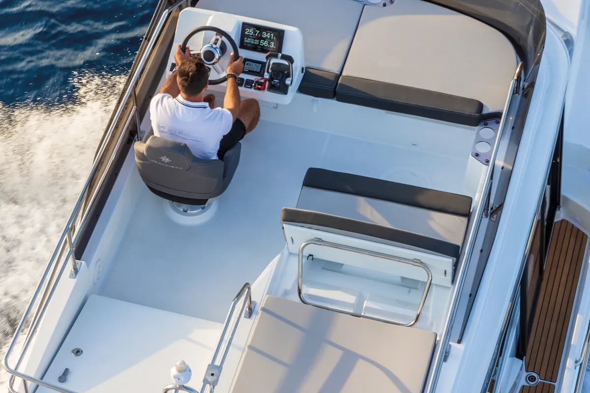 Cockpit of SUNNY 272826 ZD, a Jeanneau Merry Fisher 1095 FLY motorboat at Zadar, Croatia