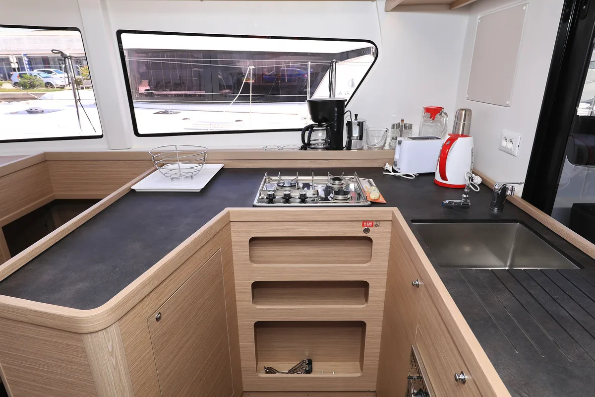 Galley of Family Time, a Lagoon 42 catamaran at Sukošan, Croatia