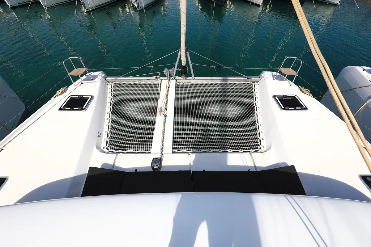 Deck of Family Time, a Lagoon 42 catamaran at Sukošan, Croatia