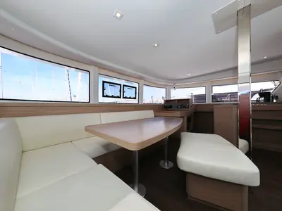 Salon of Family Time, a Lagoon 42 catamaran at Sukošan, Croatia