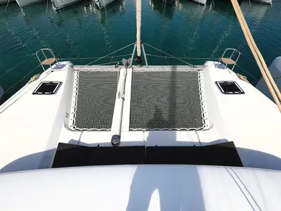 Deck of Family Time, a Lagoon 42 catamaran at Sukošan, Croatia